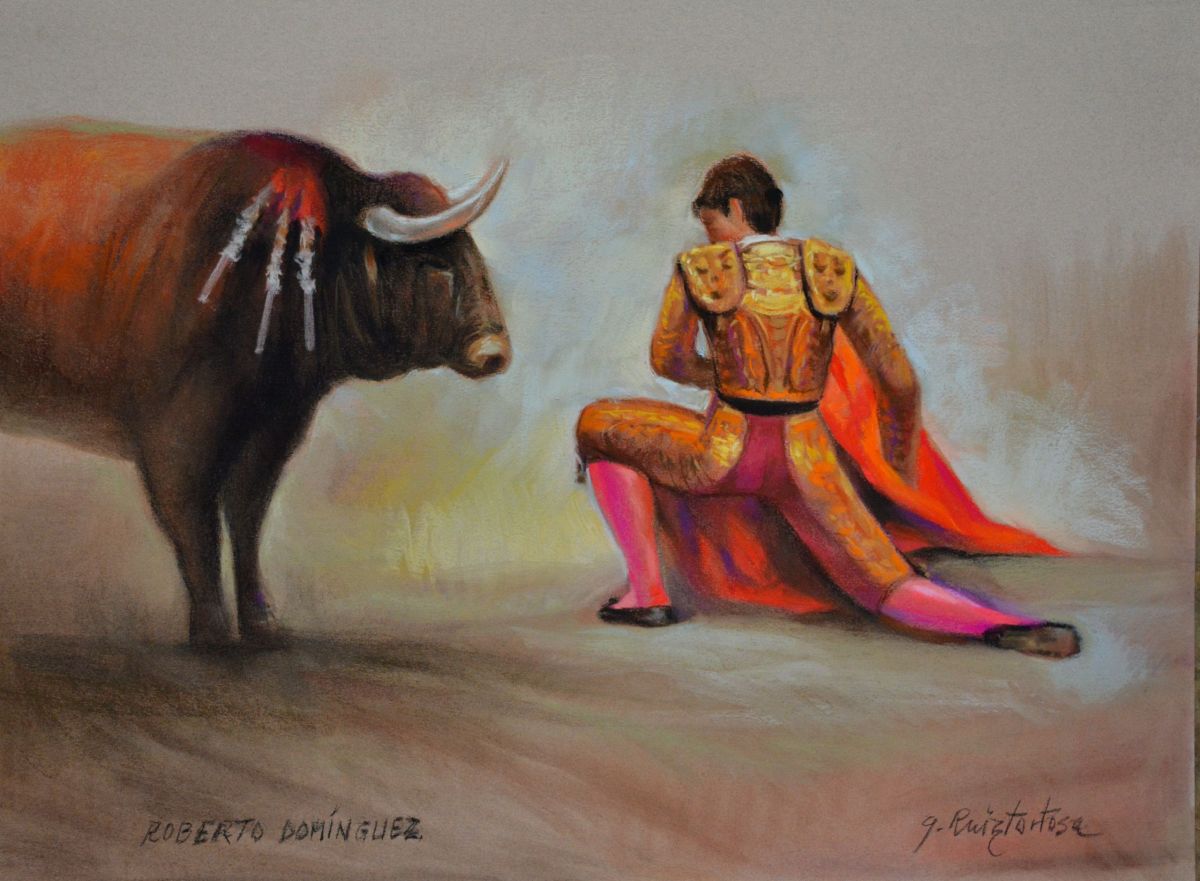 The bullfighter shows respect to the animal